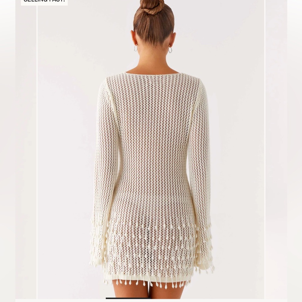 Majestic Beaded Crochet Mini Dress - Picture 2 of 6
